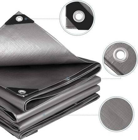 Тент 3х3 от дождя и снега, затеняющий 150г./м2 (серый) тарпаулиновый. Усиленные края.