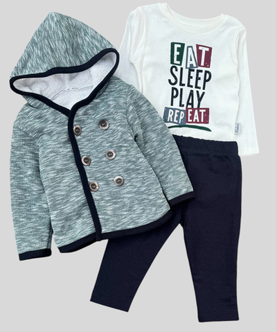 Костюм 3в1: кофта з капюшоном, штани, реглан "Repeat", трьохнитка з начосом, бавовна TM "Kidex's"