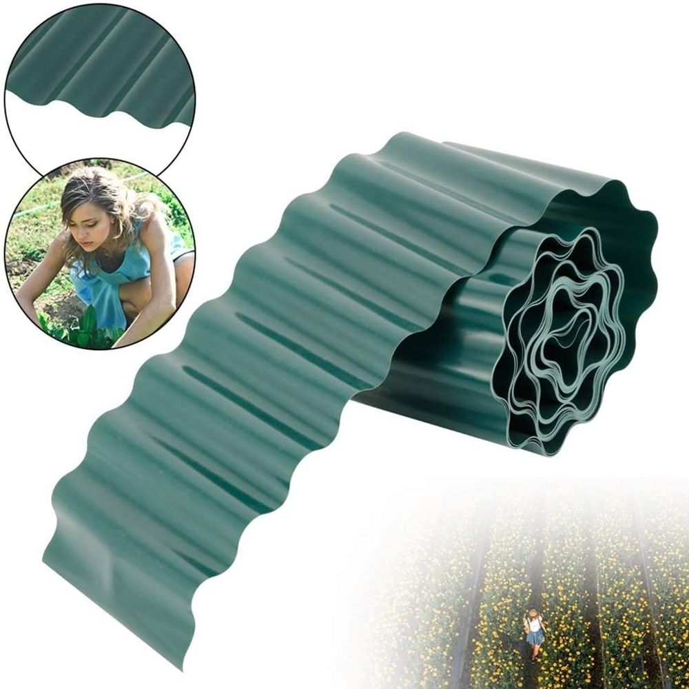 Бордюрная лента садовая, волнистая, 20см х 9м зеленая