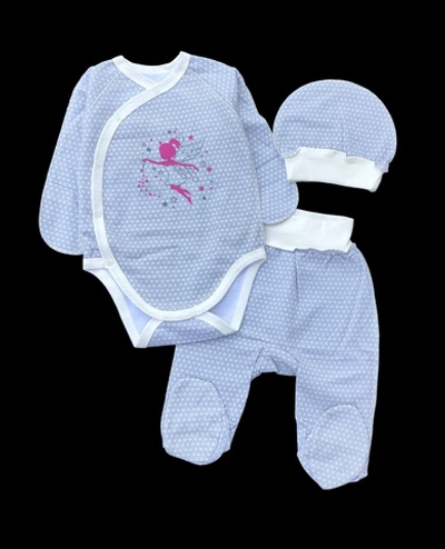 Комплект 3в1: боді з довгим рукавом, шапочка, повзуни “Фея”, футер ТМ “Sweet Mario” (62 см)