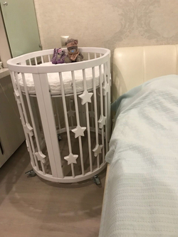 Детская кроватка-трансформер Ingvart Smart Bed 9 в 1 Round (72*72) со звездочками
