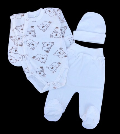 Комплект 3в1: боді, повзунки, шапочка "Коала", інтерлок ТМ "UA" (56 см)