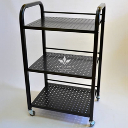 Косметологічний візок з перфорованими поличками чорний S8-p-b