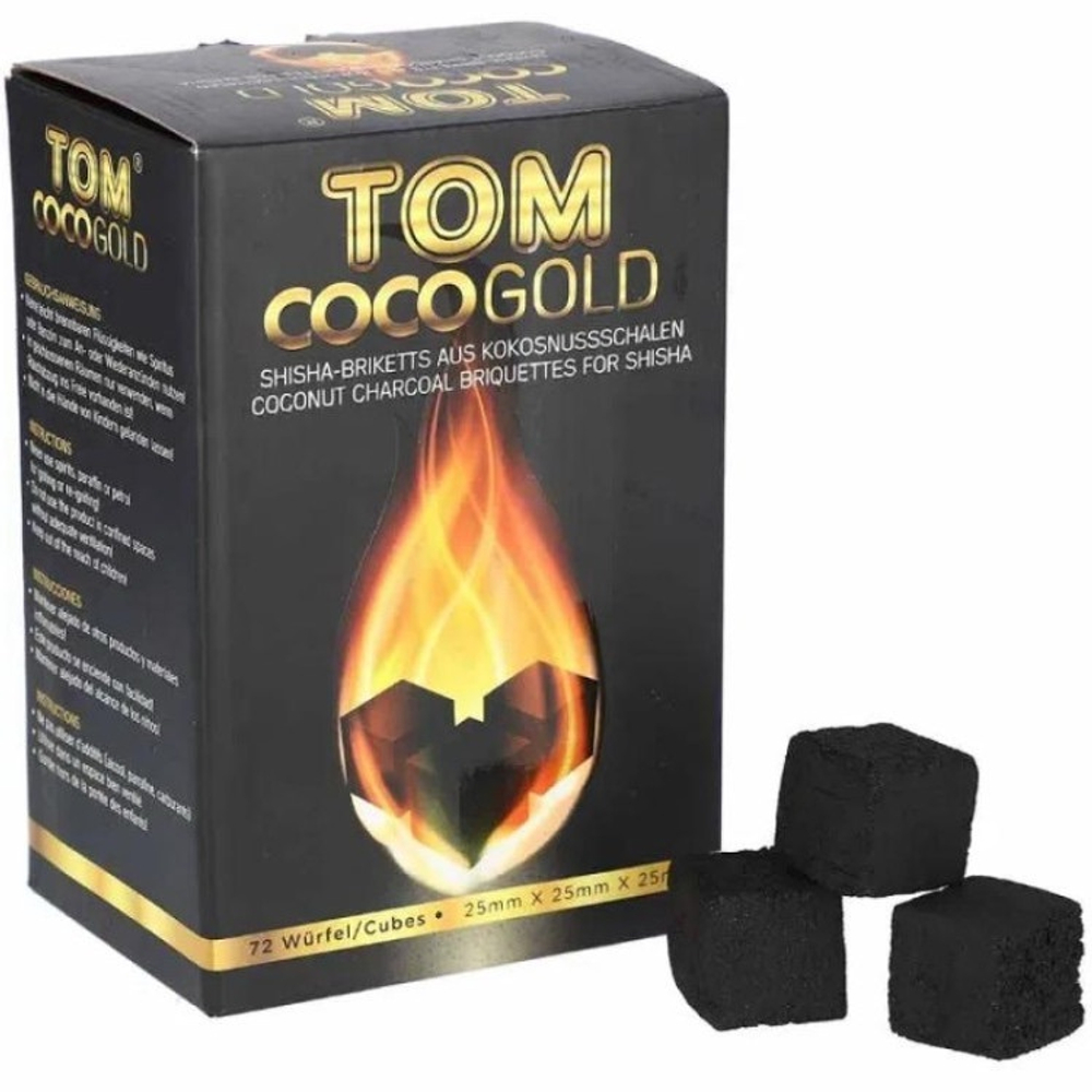Кокосовый Уголь Tom Cococha Gold (Том Кокоча Голд Коробка) 1кг 72шт 25х25