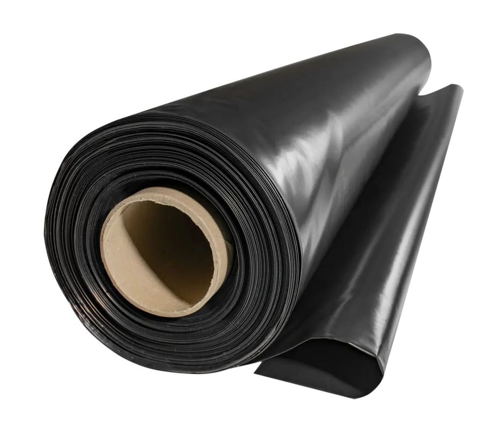 Плёнка чёрная, 150мкм, 3м/50м. полиэтиленовая (для мульчирования, строительная).