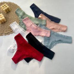 Стрінги в рубчик з  прозорою резинкою