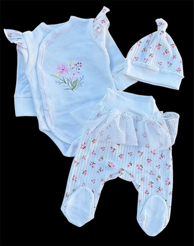 Комплект 3в1: боді з довгим рукавом, повзунки, шапочка "Весна", інтерлок, трикотаж рубчик ТМ “Happy ТОТ”