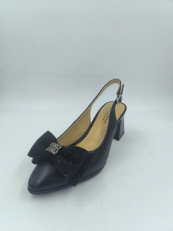 Женские туфли с открытой пяткой и бантом из искусственной кожи