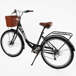 Велосипед міський 26 дюймів Corso Polaris з кошиком та багажником, рама 16.5"