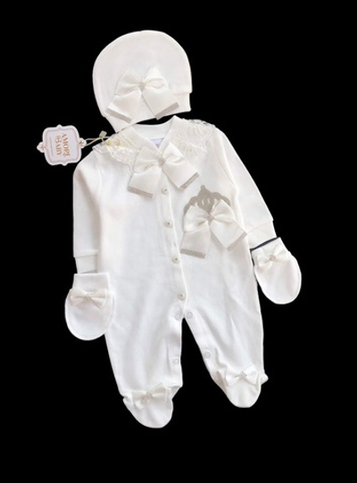 Комплект 3в1: чоловічок, шапочка, царапки "Аристократ", інтерлок ТМ "Amore Baby"