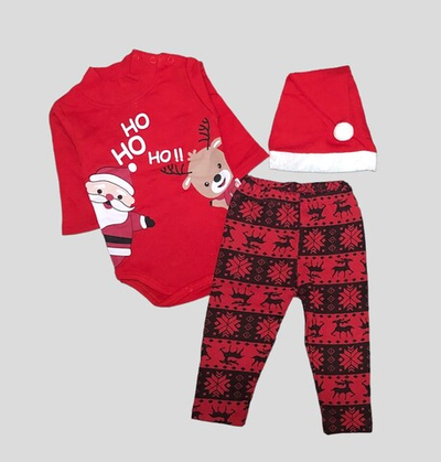 Костюм 3в1: боді, штани, шапочка "Новорічний", футер (62 см)