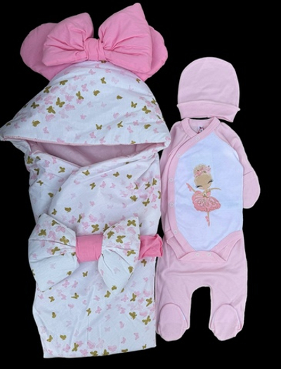 Набір на виписку з пологового та для повсякденного користування для дівчинки (56 розмір)