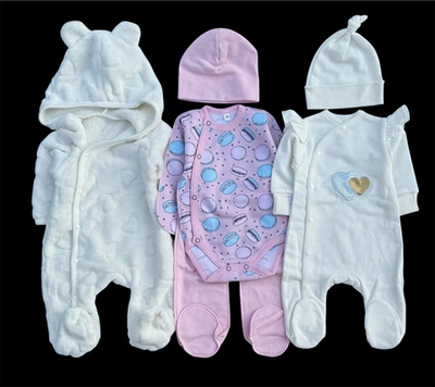 Гарний набір одягу для новонародженої дівчинки, якісний одяг для немовлят осінь, зима, зріст 56 см, бавовна