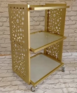 Косметологическая тележка S2-round gold