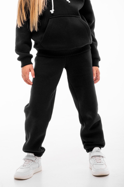 Дитячий спортивний утеплений костюм Kindamor Warm Autumn Black для дівчинки, фліс чорний