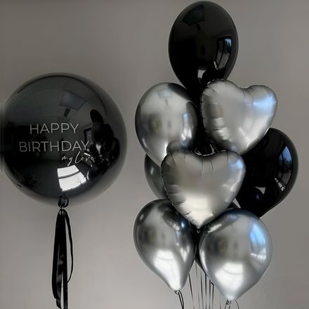 Кульки на день народження чоловікові: чорні та срібні хром