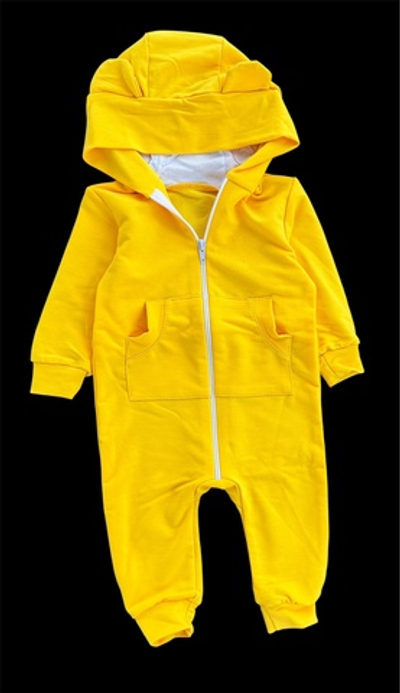 Дитячий комбінезон-ромпер з капюшоном «Ведмежа», двонитка