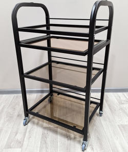 Косметологическая тележка стекло R-4v black