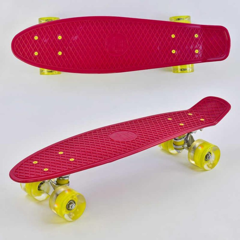 Скейт Пенни борд 0220 (8) Best Board, КРАСНЫЙ, доска=55см, колёса PU со светом, диаметр 6см