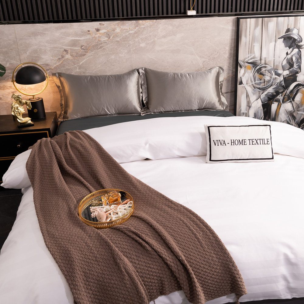 Пододеяльник Страйп Сатин Однотонный Отель белый 100% Хлопок 3x3 P3CTH037150210