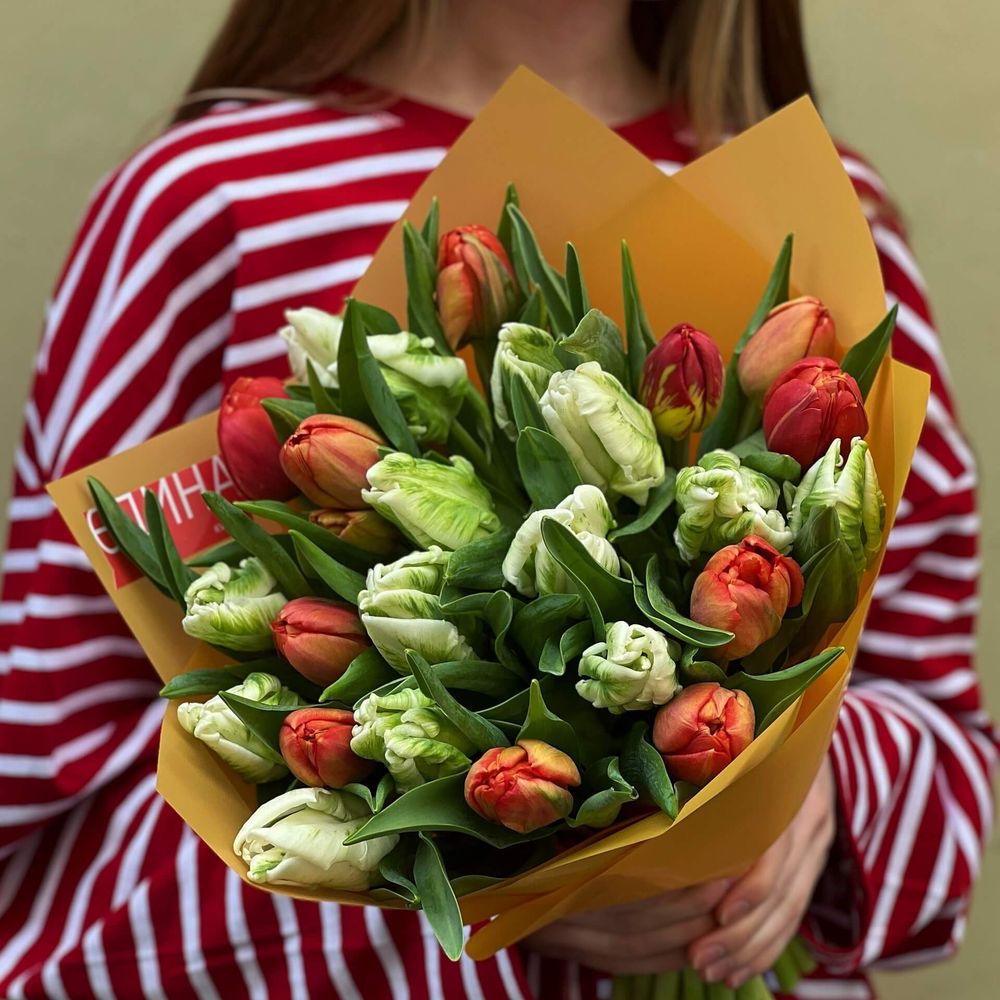 25 тюльпанів у букеті «Яскрава ніжність», Квіти: Тюльпан