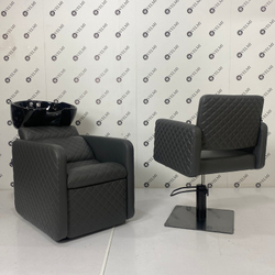 Комплект парикмахерской мебели Polo Premium Lux Black на квадрате