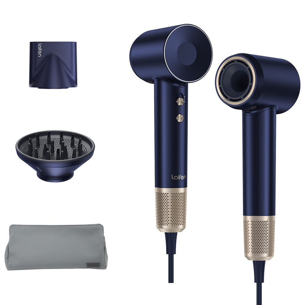 Комплект фен Laifen Swift Premium профессиональный с сумкой, 2 насадки, синий