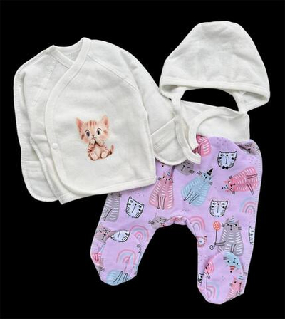 Комплект 3в1: льоля, повзунки, шапочка "Кошеня", футер ТМ “Happy ТОТ” (56 см)