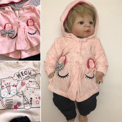 Костюм 3в1: кофта, штани, реглан» “Meow”, бавовна, велюр, двунитка з начосом, ТМ ”Necix's" (80 см)