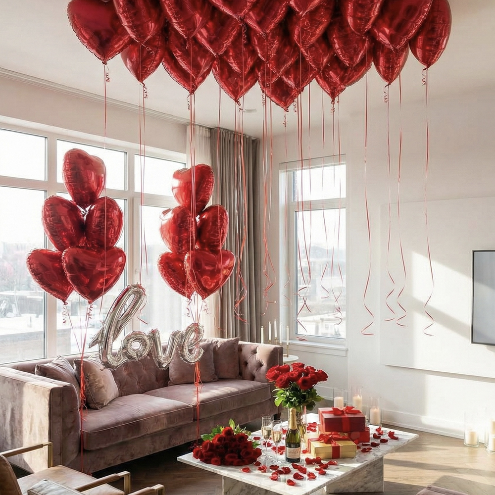 Романтичне оформлення кімнати сердечками love