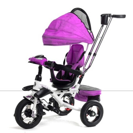 Дитячий триколісний велосипед з батьківською ручкою Baby Trike 6699 надувні колеса, фара