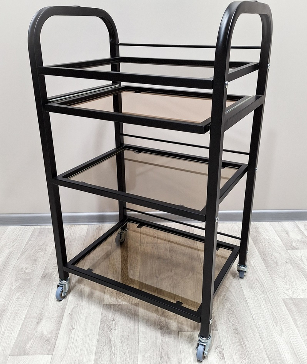 Косметологическая тележка стекло R-4v black