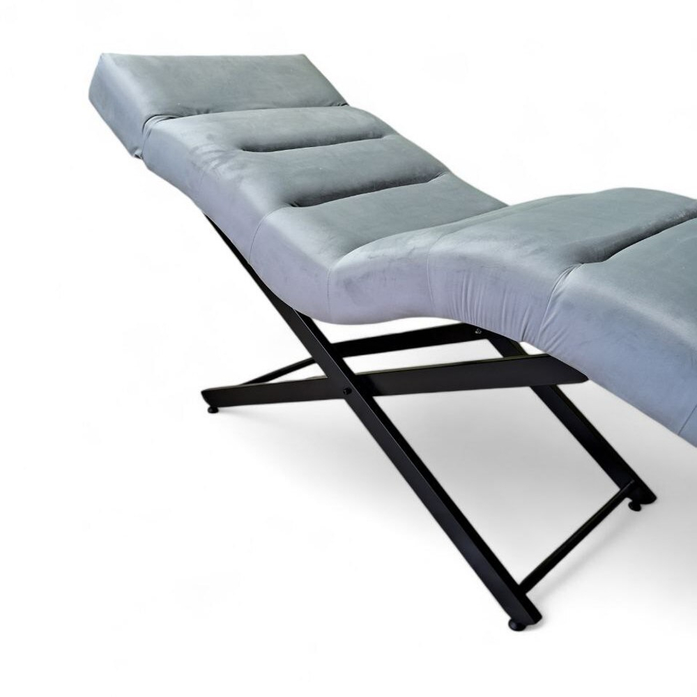 Анатомическая кушетка Tertio Black с поперечной прошивкой и подголовником для лашмейкеров и бровистов