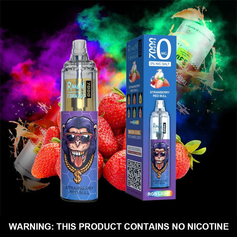 RandM Tornado 7000 Strawberry Red Bull 5% nic