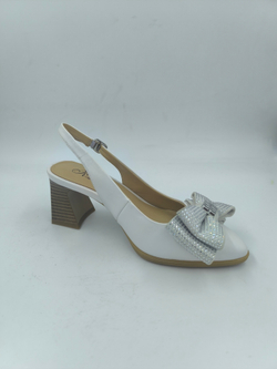 Белые женские туфли из искусственной кожи с бантом и открытой пяткой/размеры 35-40