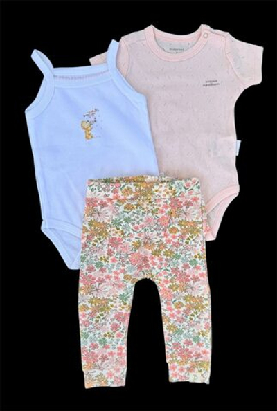 Набір одягу для дівчинки: боді-майка, боді-футболка, штани "Soft", бавовна, рібана ажур ТМ "Andy Wawa", ТМ "George" (62-68 см)