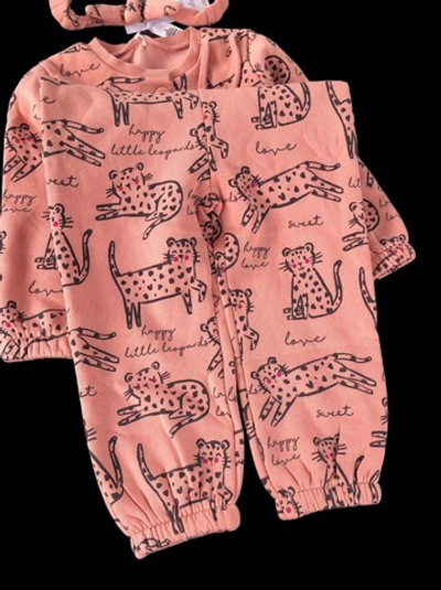 Ромпер з пов'язкою на голову «Леопард»,  трьохнитка з начосом ТМ "George"