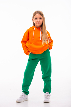 Дитячий спортивний утеплений костюм Kindamor Warm Autumn Orange для дівчинки, фліс помаранчевий з зеленим