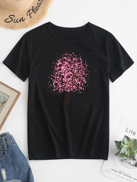 Футболка жіноча чорна Pink tree Zuzu