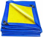 Тент 6х8м. Желто-синий. "Патриот". Плотность 90г\м2. От дождя, снега для тени. Усиленный край