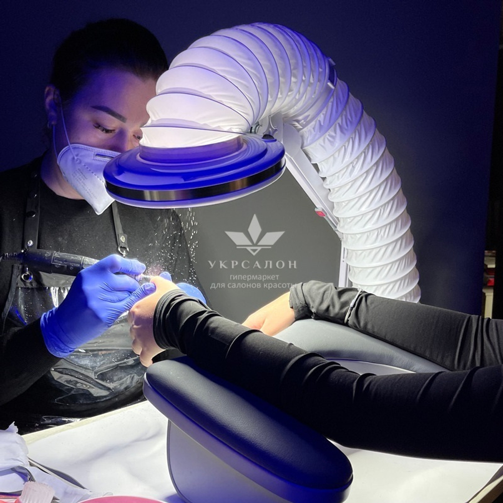 Профессиональная мобильная вытяжка для маникюра и педикюра Fusion Plus Premium, нержавеющая сталь