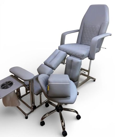 Педикюрне крісло з підставкою та витяжкою Tertio, клином та стільчиком