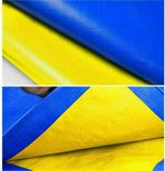 Тент 6х8м. Желто-синий. "Патриот". Плотность 90г\м2. От дождя, снега для тени. Усиленный край