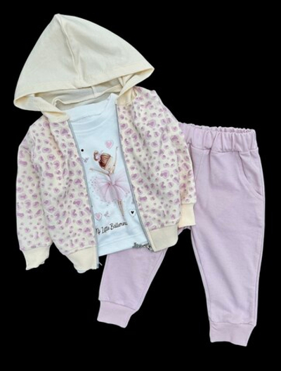 Костюм 3в1: кофта, штани, реглан "My Little Balerina", двунитка, бавовна ТМ "Partner"