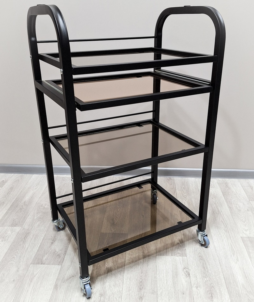 Косметологическая тележка стекло R-4v black