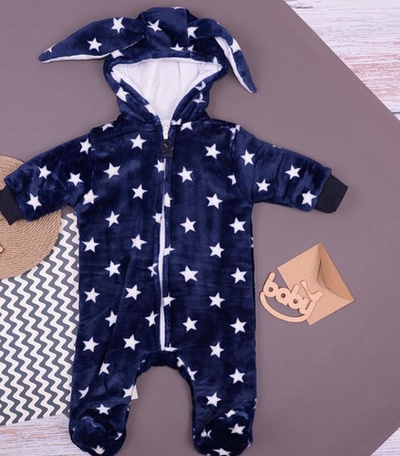 Комбінезон (ромпер) з капюшоном "Зірки", велсофт, бавовна ТМ "P4" (74 см)