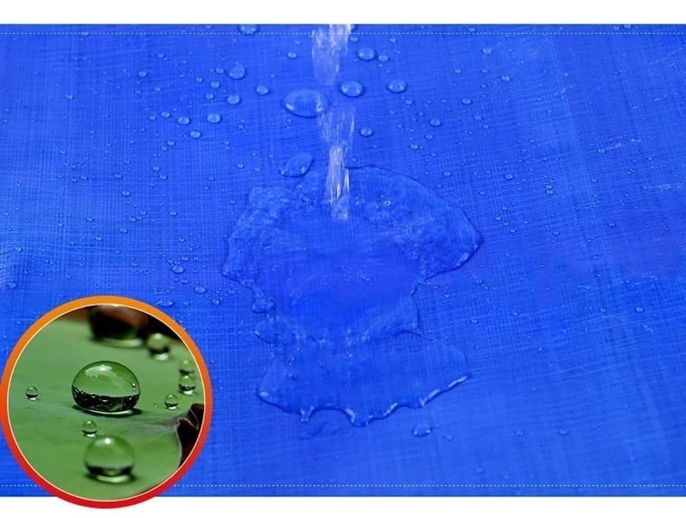 Тент 6х8м. Желто-синий. "Патриот". Плотность 90г\м2. От дождя, снега для тени. Усиленный край