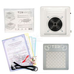 Настольная маникюрная вытяжка с HEPA фильтром Teri Turbo M, цвет белый (сетка металлик)