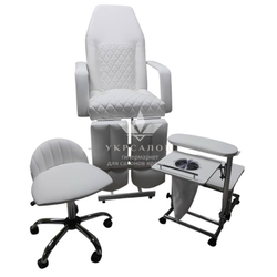 Педикюрное кресло с подставкой и вытяжкой Tertio, клином и стульчиком