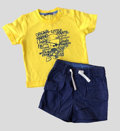 Костюм 2в1: шорти, футболка "Little Pirate", бавовна, котон ТМ "Original Marines", "H&M" (68 см)